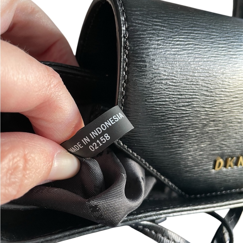 DKNY Black Leather Mini Backpack - Picture 9 of 10